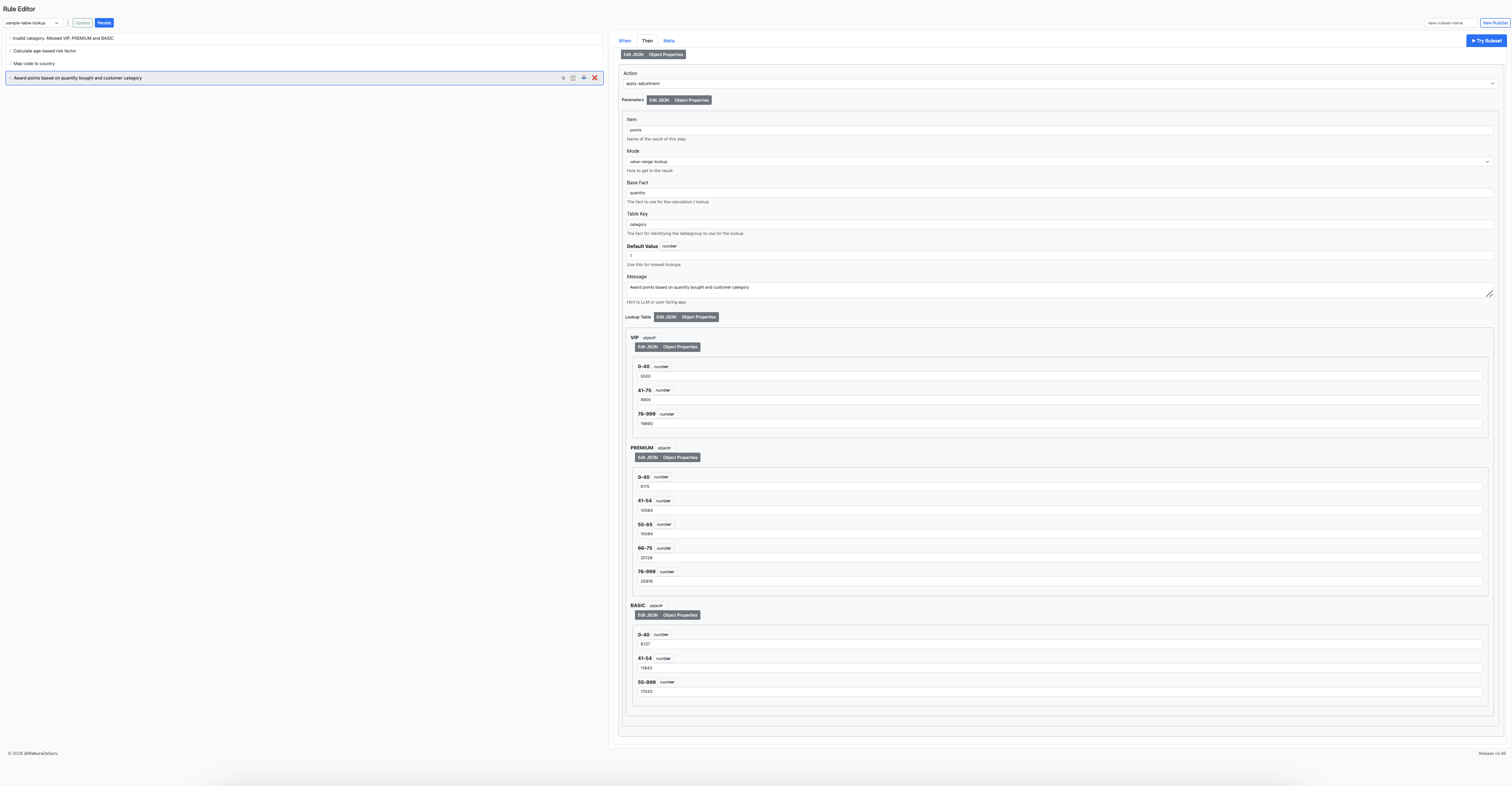 BaaS Editor Interface - baas value range lookup